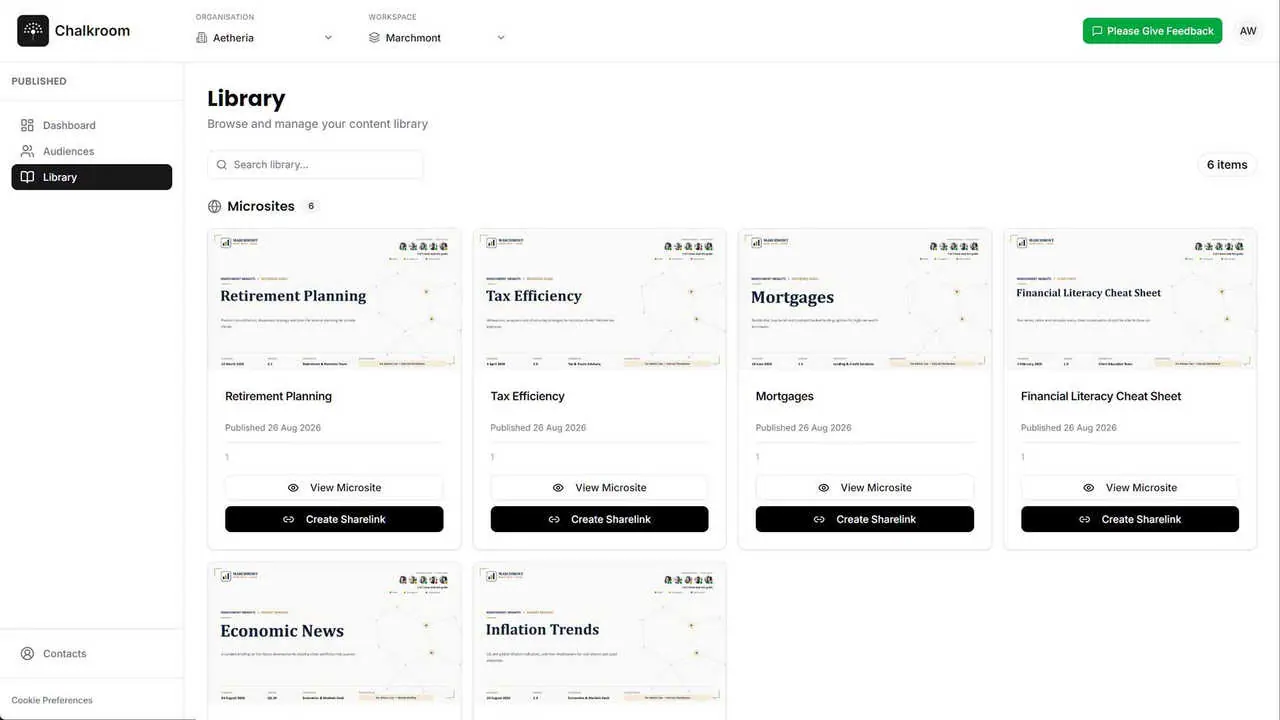 Advisor content library
